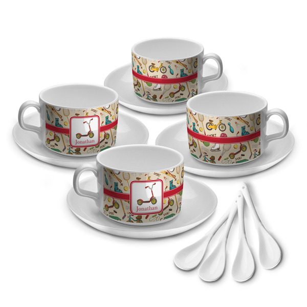 Custom Vintage Sports Tea Cup - Set of 4 (Personalized)