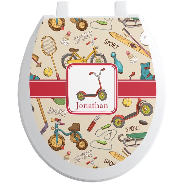Custom Vintage Sports Toilet Seat Decal - Round (Personalized)