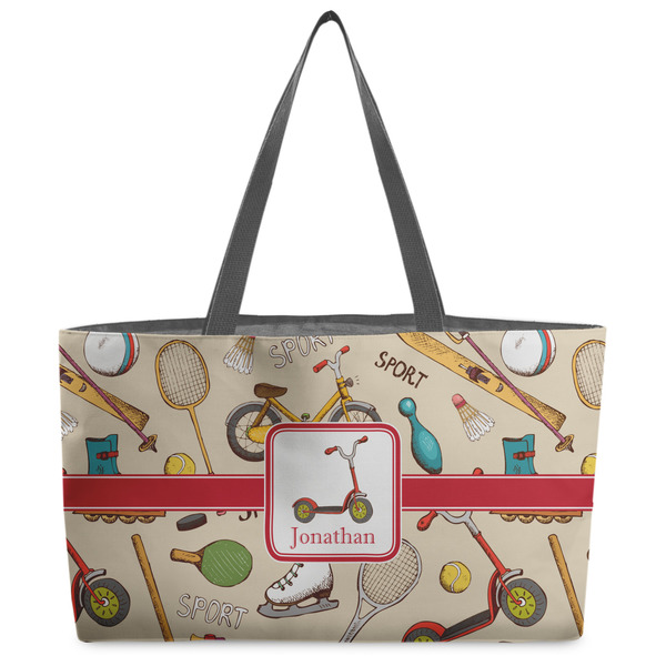 Custom Vintage Sports Beach Totes Bag - w/ Black Handles (Personalized)