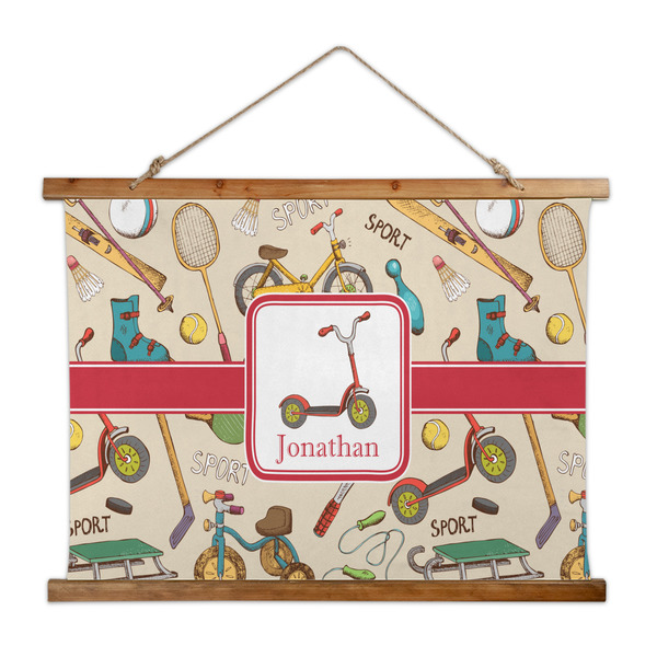 Custom Vintage Sports Wall Hanging Tapestry - Wide (Personalized)