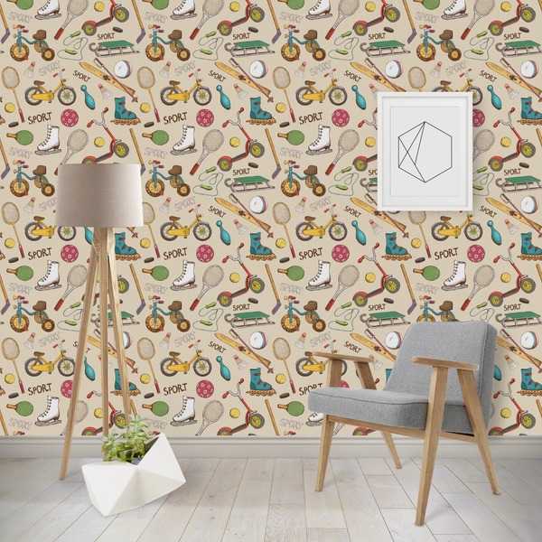 Custom Vintage Sports Wallpaper & Surface Covering (Water Activated - Removable)