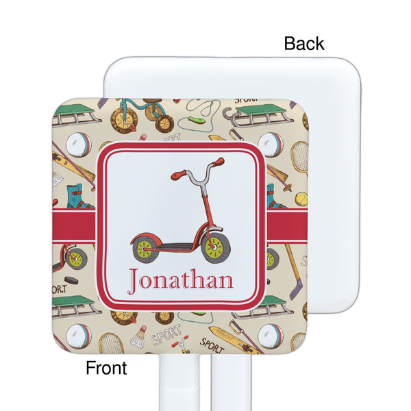 Vintage Sports White Plastic Stir Stick - Single Sided - Square - Approval