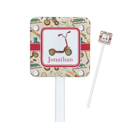 Vintage Sports Square Plastic Stir Sticks (Personalized)