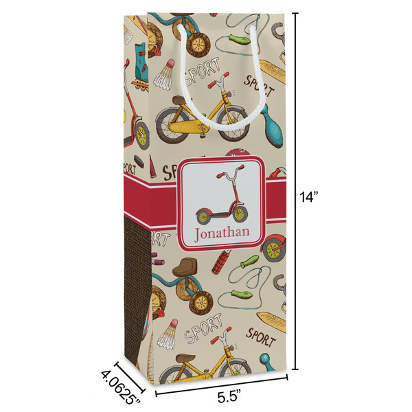 Vintage Sports Wine Gift Bag - Dimensions