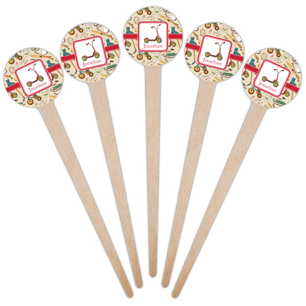 Vintage Sports Wooden 4" Food Pick - Round - Fan View