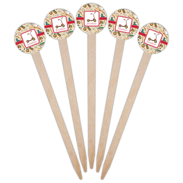 Vintage Sports Wooden 6" Food Pick - Round - Fan View