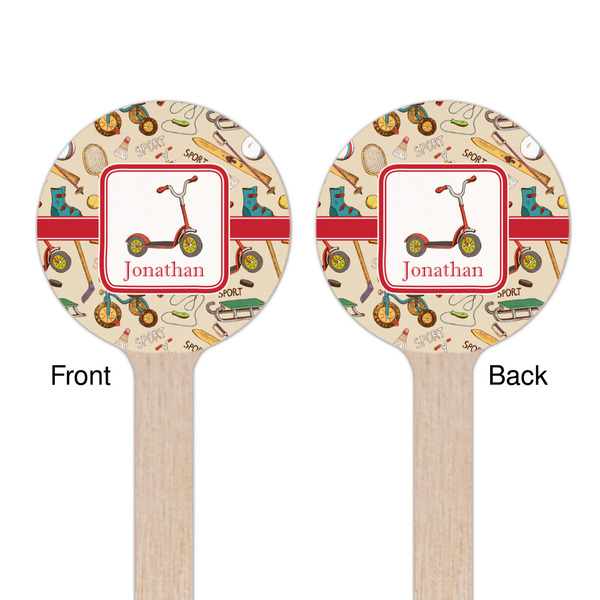 Vintage Sports Wooden 6" Stir Stick - Round - Double Sided - Front & Back