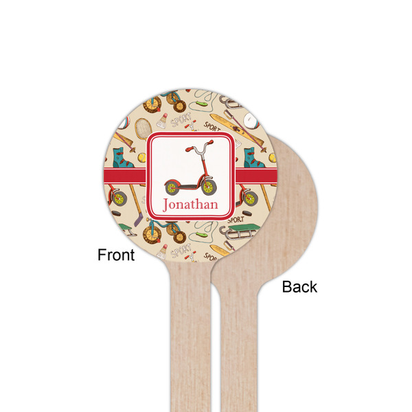 Vintage Sports Wooden 6" Stir Stick - Round - Single Sided - Front & Back