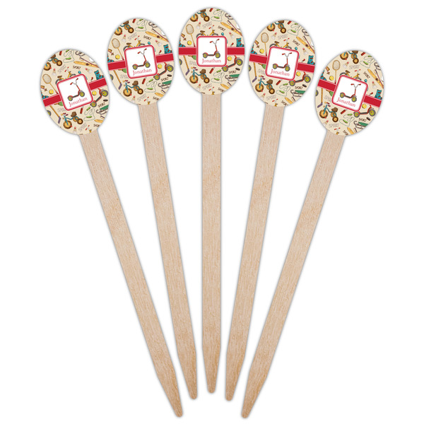 Vintage Sports Wooden Food Pick - Oval - Fan View