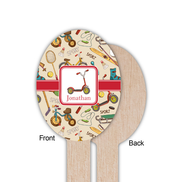 Vintage Sports Wooden Food Pick - Oval - Single Sided - Front & Back