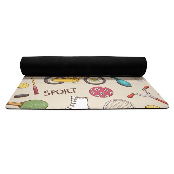 Vintage Sports Yoga Mat Rolled up Black Rubber Backing