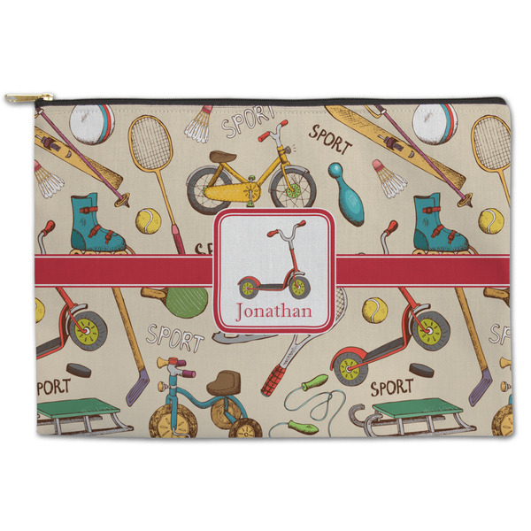 Custom Vintage Sports Zipper Pouch - Large - 12.5"x8.5" (Personalized)