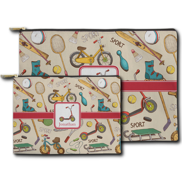 Vintage Sports Zippered Pouches - Size Comparison