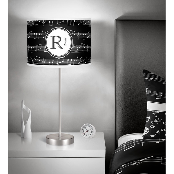 Musical Notes 13 inch drum lamp shade - in room