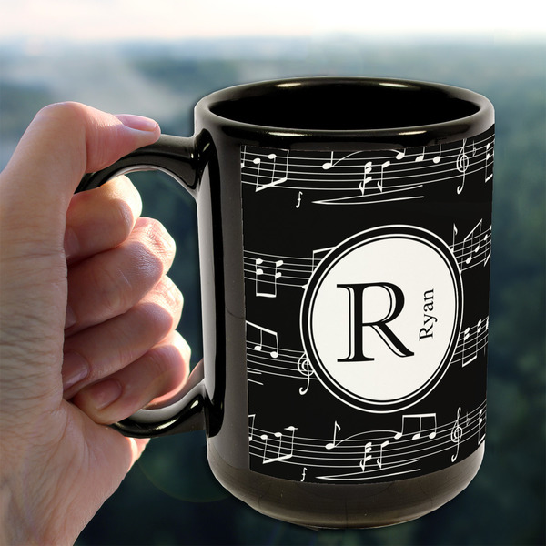 Musical Notes 15oz. Black Mug - LIFESTYLE