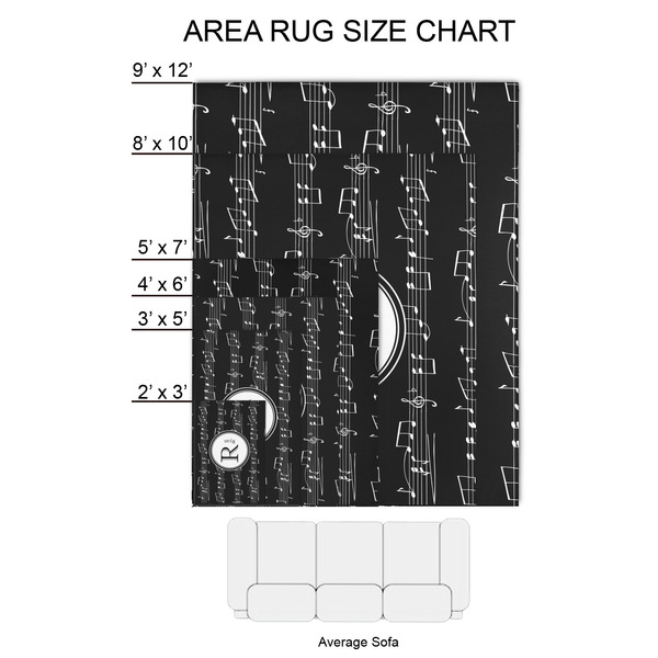 Musical Notes 2'x3' Indoor Area Rugs - Size Chart