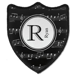 Musical Notes Iron On Shield Patch B w/ Name and Initial