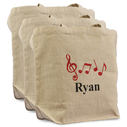 Musical Notes Reusable Cotton Grocery Bags - Set of 3 (Personalized)
