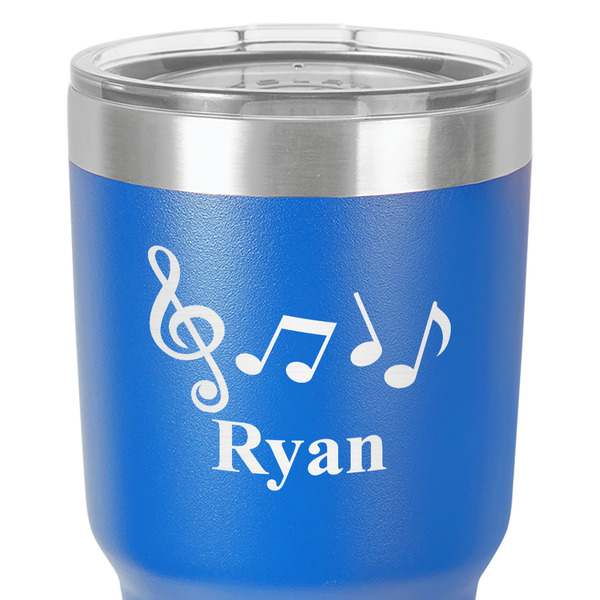 Musical Notes 30 oz Stainless Steel Ringneck Tumbler - Blue - Close Up