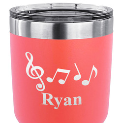 Musical Notes 30 oz Stainless Steel Tumbler - Coral - Double Sided (Personalized)