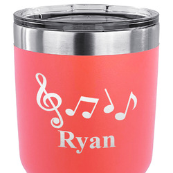 Musical Notes 30 oz Stainless Steel Tumbler - Coral - Single Sided (Personalized)
