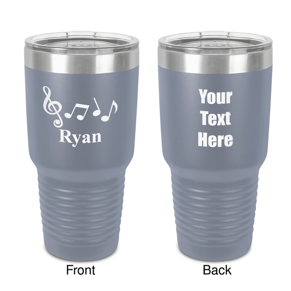 Custom Musical Notes 30 oz Stainless Steel Tumbler - Grey - Double-Sided (Personalized)