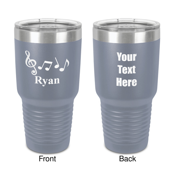 Custom Musical Notes 30 oz Stainless Steel Tumbler - Grey - Double-Sided (Personalized)