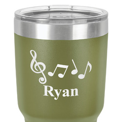 Musical Notes 30 oz Stainless Steel Tumbler - Olive - Double-Sided (Personalized)