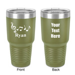 Musical Notes 30 oz Stainless Steel Tumbler - Olive - Double-Sided (Personalized)