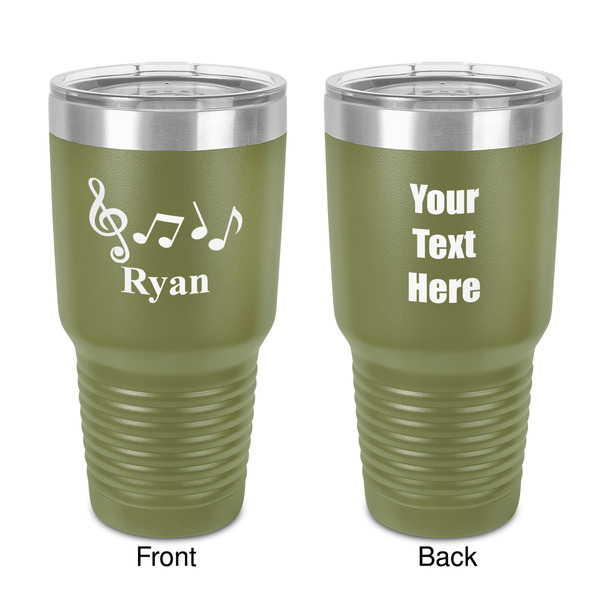 Custom Musical Notes 30 oz Stainless Steel Tumbler - Olive - Double-Sided (Personalized)