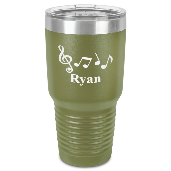 Custom Musical Notes 30 oz Stainless Steel Tumbler - Olive - Single-Sided (Personalized)