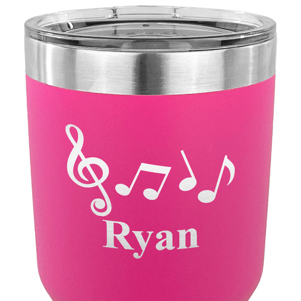Musical Notes 30 oz Stainless Steel Ringneck Tumbler - Pink - CLOSE UP