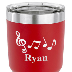 Musical Notes 30 oz Stainless Steel Tumbler - Red - Single Sided (Personalized)