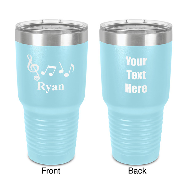 Custom Musical Notes 30 oz Stainless Steel Tumbler - Teal - Double-Sided (Personalized)