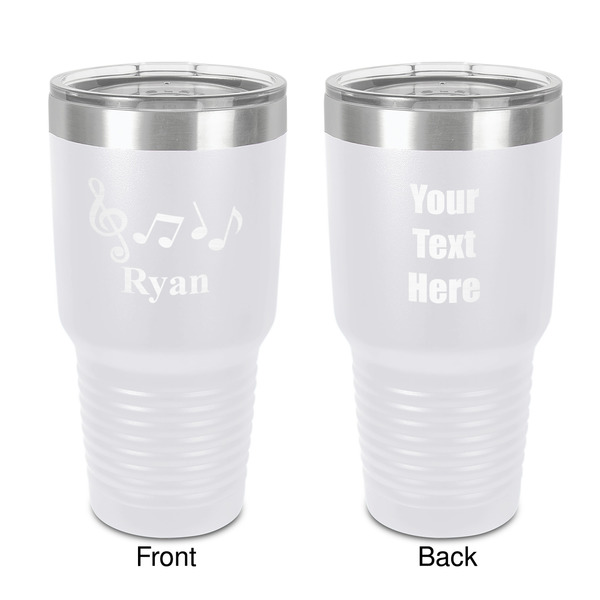 Custom Musical Notes 30 oz Stainless Steel Tumbler - White - Double-Sided (Personalized)