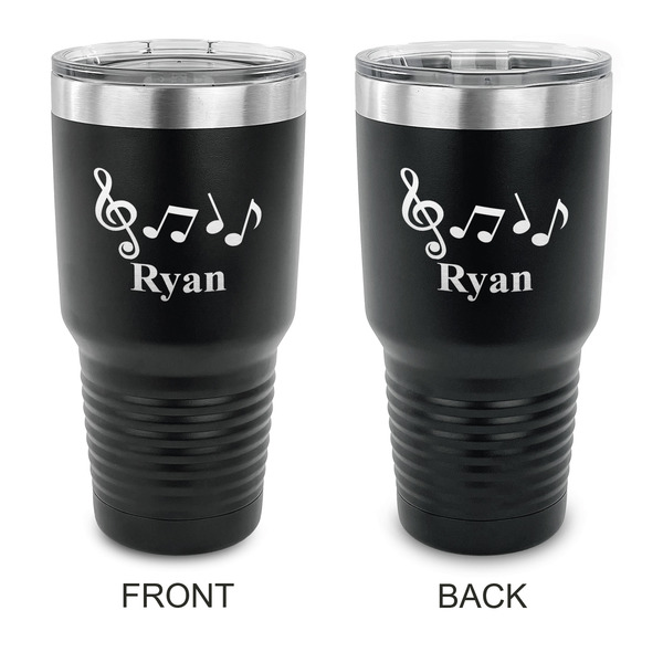 Custom Musical Notes 30 oz Stainless Steel Tumbler - Black - Double Sided (Personalized)