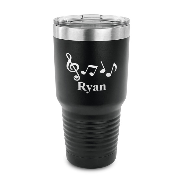 Custom Musical Notes 30 oz Stainless Steel Tumbler - Black - Single Sided (Personalized)