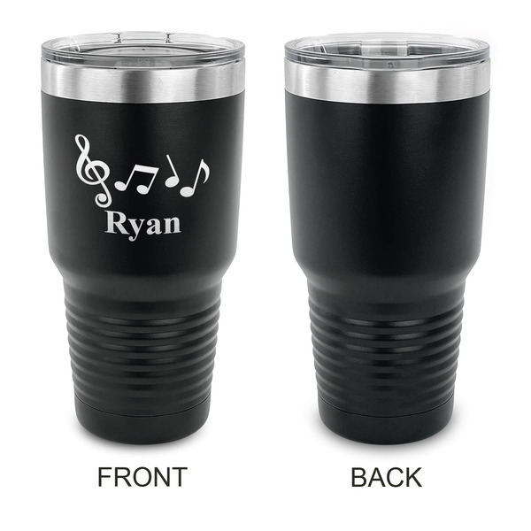 Musical Notes 30 oz Stainless Steel Ringneck Tumblers - Black - Single Sided - APPROVAL