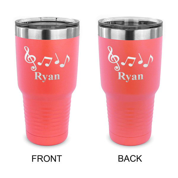 Custom Musical Notes 30 oz Stainless Steel Tumbler - Coral - Double Sided (Personalized)