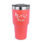 Musical Notes 30 oz Stainless Steel Tumbler - Coral - Single Sided (Personalized)