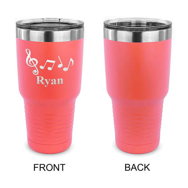 Musical Notes 30 oz Stainless Steel Ringneck Tumblers - Coral - Single Sided - APPROVAL