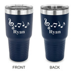 Musical Notes 30 oz Stainless Steel Tumbler - Navy - Double Sided (Personalized)
