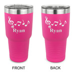 Musical Notes 30 oz Stainless Steel Tumbler - Pink - Double Sided (Personalized)