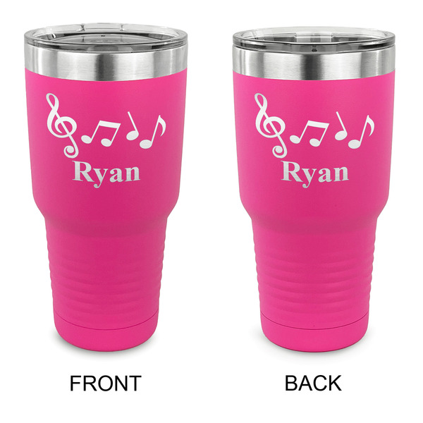 Custom Musical Notes 30 oz Stainless Steel Tumbler - Pink - Double Sided (Personalized)
