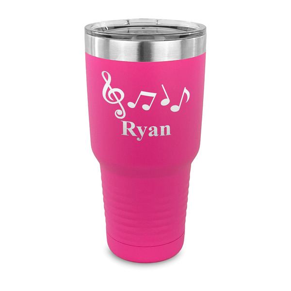 Custom Musical Notes 30 oz Stainless Steel Tumbler - Pink - Single Sided (Personalized)