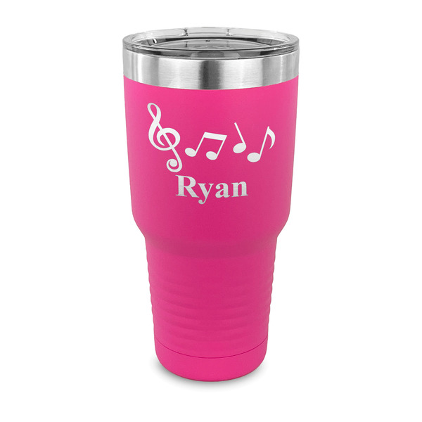 Musical Notes 30 oz Stainless Steel Ringneck Tumblers - Pink - FRONT