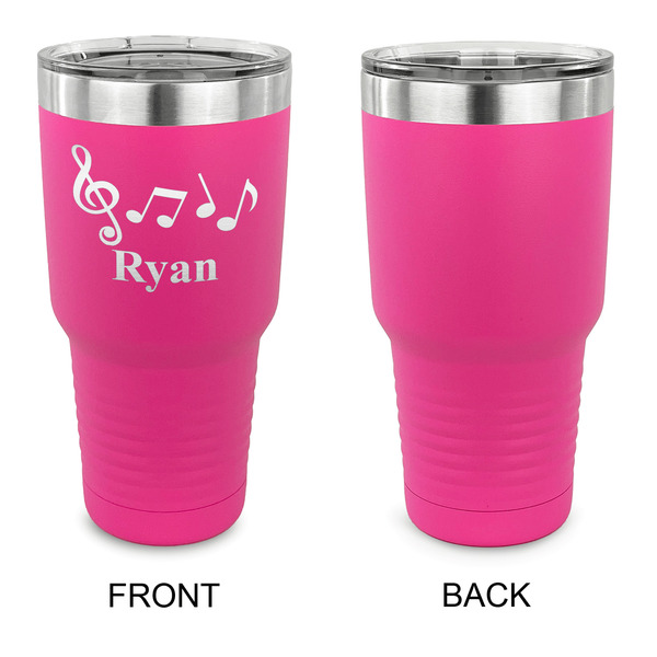 Musical Notes 30 oz Stainless Steel Ringneck Tumblers - Pink - Single Sided - APPROVAL
