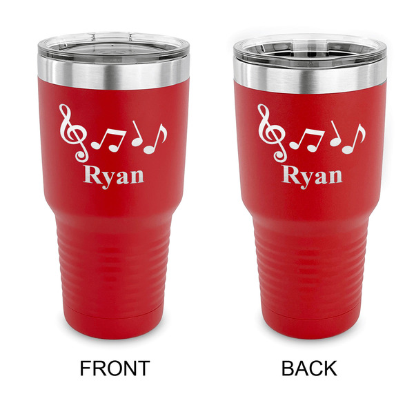Custom Musical Notes 30 oz Stainless Steel Tumbler - Red - Double Sided (Personalized)