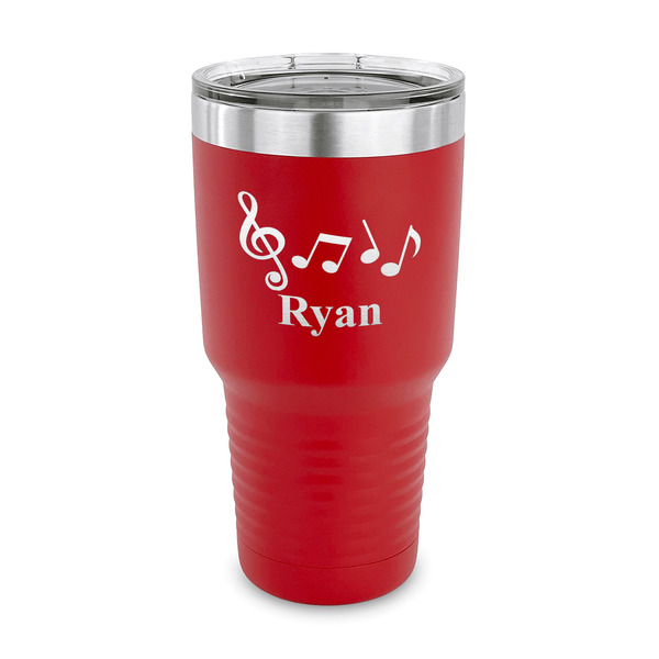 Custom Musical Notes 30 oz Stainless Steel Tumbler - Red - Single Sided (Personalized)