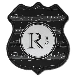 Musical Notes Iron On Shield Patch C w/ Name and Initial